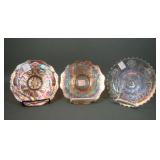 Three Piece Small Carnival Glass Plate Lot