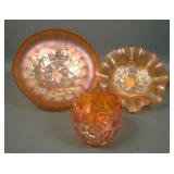 Three Piece Dugan Marigold Carnival Glass Lot