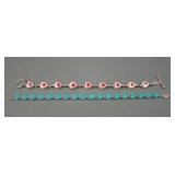 Two Sterling Silver Heart Decorated Bracelets