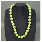 Carved Green Soapstone Necklace with 14k Clasp