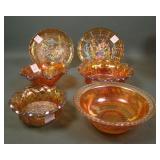 Six Piece Imperial Marigold Carnival Glass Lot