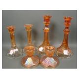 Three Pair Imperial Marigold Candlestick Lot