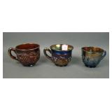 Three Carnival Glass Punch Cups