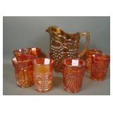 Seven Piece Imperial Marigold Carnival Glass Lot