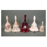 Five Fenton Decorated Bells