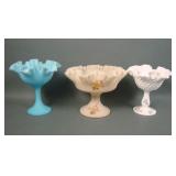 Three Vintage Fenton Compotes