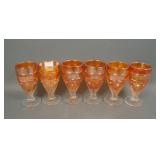 Six Piccardo Marigold Band of Stars Wine Glasses
