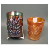 Two Dugan Carnival Glass Tumblers