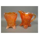 Fenton Marigold Ftd Orange Tree Creamer & Spooner