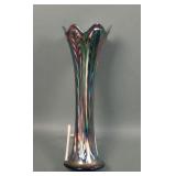 Fenton Blue Plume Panels Vase