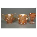 Three Carnival Glass Spooners
