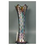 Fenton Green Plume Panels Vase