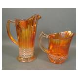Two Imperial Dk Marigold Flute & Cane Pitchers