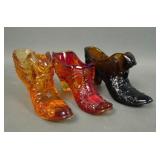 Three Fenton Glass Shoes