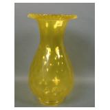 MCM Yellow Colored Diamond Optic Crimped Vase