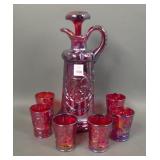 Fenton Red 1976 Hoacga Goodluck 8 Pc Whiskey Set