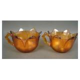 Two Westmoreland Amber Orange Peel Punch Cups