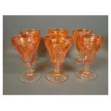 Six Imperial Margold Tulip & Cane Wine Glasse