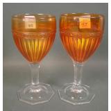 Two Imperial Marigold Optic & Buttons Goblets
