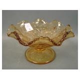 Dugan Crystal Amber Question Marks Ruffled Compote