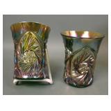 Two Cambridge Green Double Star Tumblers