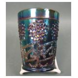 Fenton Electric Blue Ornage Tree Tumbler