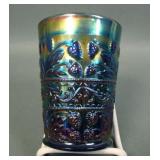 Fenton Elec. Blue Strawberry Scrolll Tumbler