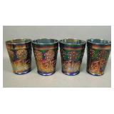 Four Fenton Blue Orange Tree Tumblers