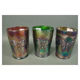 Three Fenton Butterfly & Fern Tumblers