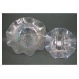 Two Dugan White Carnival Glass Bowls