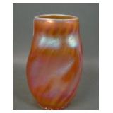 Dugan Peach Opal Interior Swirl Pinched Vase