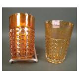 Two Imperial Marigold Waffle Block Tumblers