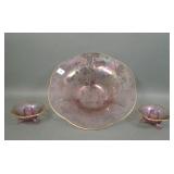 Fostoria Lavender Brocade Acorn Console Set