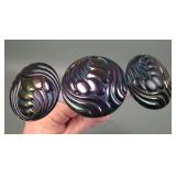 Three Six Plum Carnival Glass Hatpins