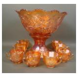 Fenton Marigold Wreath of Roses 10 Pc Punch Set