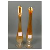 2 Fenton Marigold Interiort Optic Swung Bud Vases
