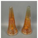 Two Marigold Floral Band Car Vases