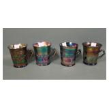 Four Fenton Blue Orange Tree Mugs