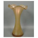 Poschinger Amber Ruffled Art Glass Vase