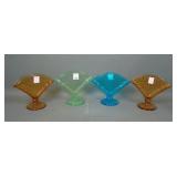 Four Cambridge # 411 Twist Fan Vases