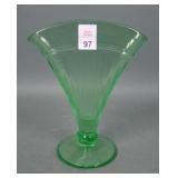 Federal Glass Green/ Vaseline Ribbed Fan Vase