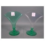 Two Steuben Interior Optic Fan Vases