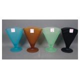 Four Tiffin Satin Paneled Fan Vases