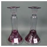 U.S. Glass Etchedt Ruby Flashed/ Clear