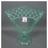 U.S. Glass Green/ Vaseline # 310 Open Works Vase