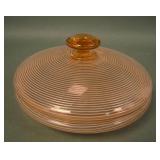 Signed Czech Pink Threaded Art Glass Covered Box