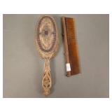 Ornate Jeweled Victorian Brush & Comb Set