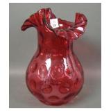 Fenton Cranberry Inverted COin Dot Lamp Shade Only