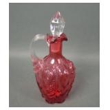 Fenton Cranberry Paneled Sprig Cruet