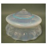 Murano Seguso Clear Opal Enameled Dresser Jar